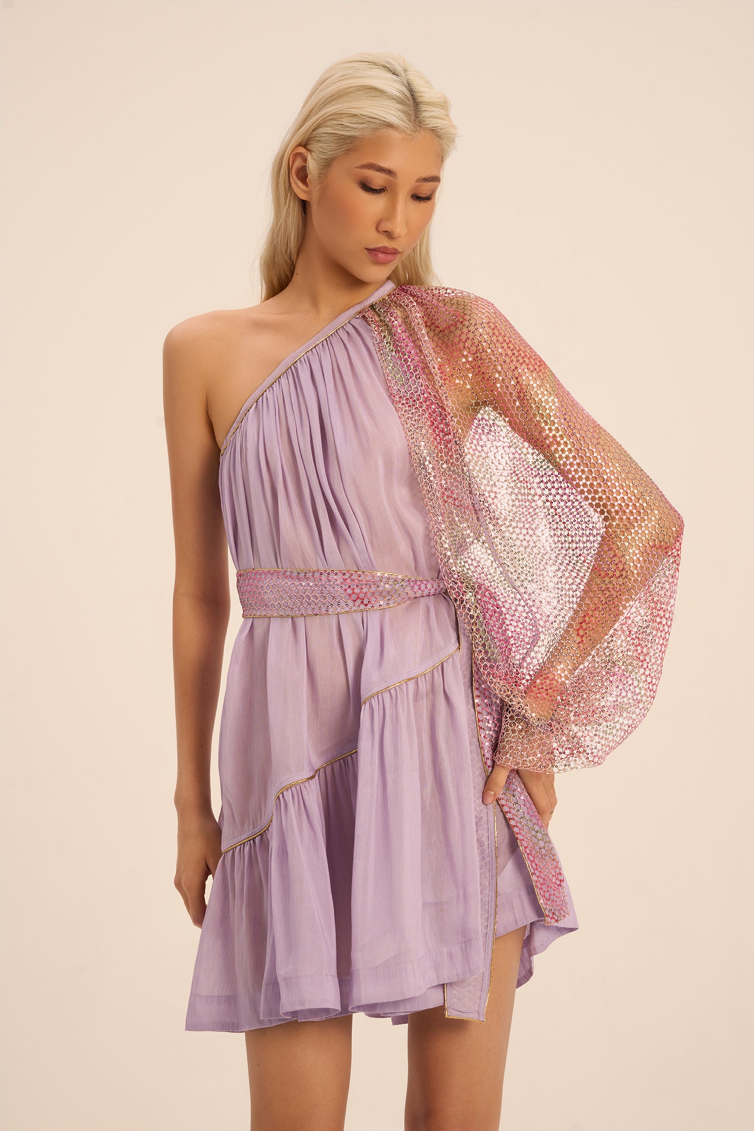 Woman ORIANA LINEN AND SILK  DRESS Caramel Gold 2002295 | Sana Osmani