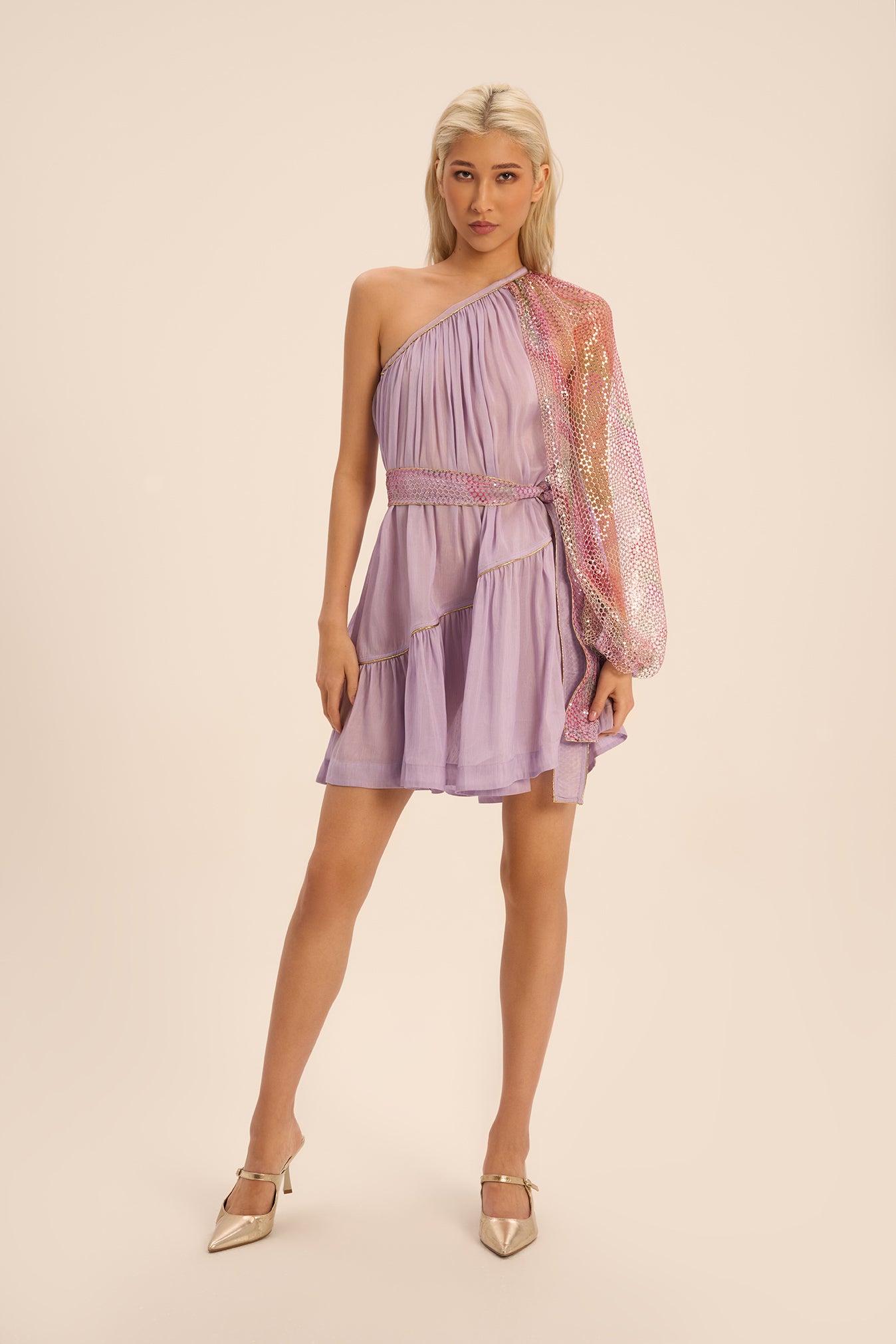 Woman ORIANA LINEN AND SILK  DRESS Caramel Gold 2002295 | Sana Osmani