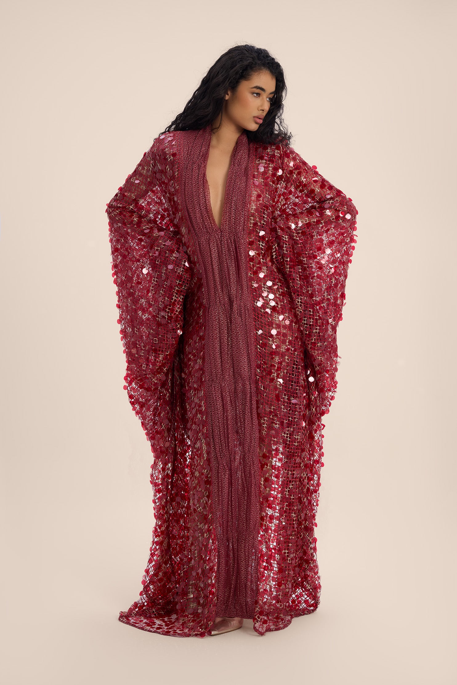 Woman ORIELLE SEQUIN V NECKLINE KAFTAN Zeparde 2002566 | Sana Osmani