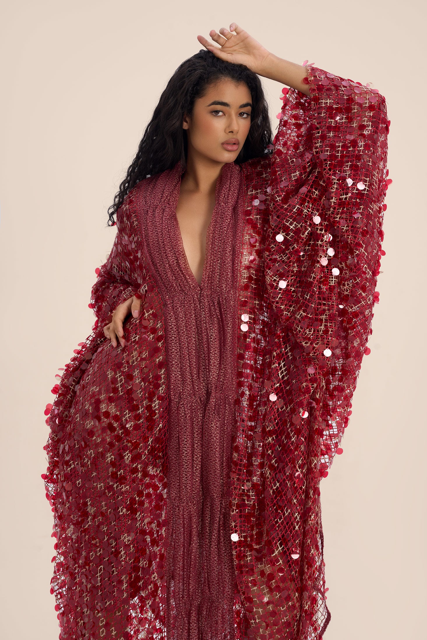 Woman ORIELLE SEQUIN V NECKLINE KAFTAN Zeparde 2002566 | Sana Osmani