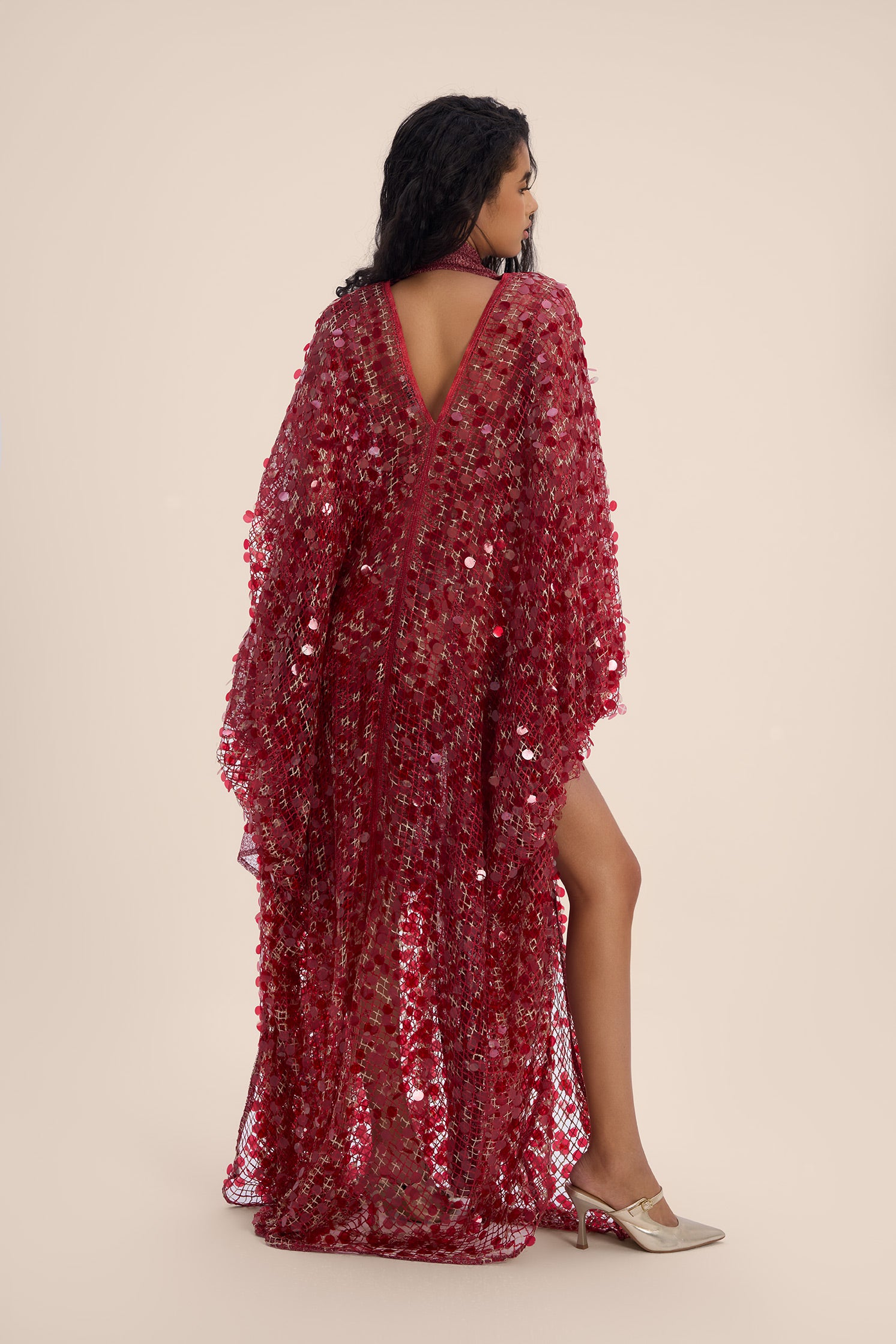 Woman ORIELLE SEQUIN V NECKLINE KAFTAN Zeparde 2002566 | Sana Osmani