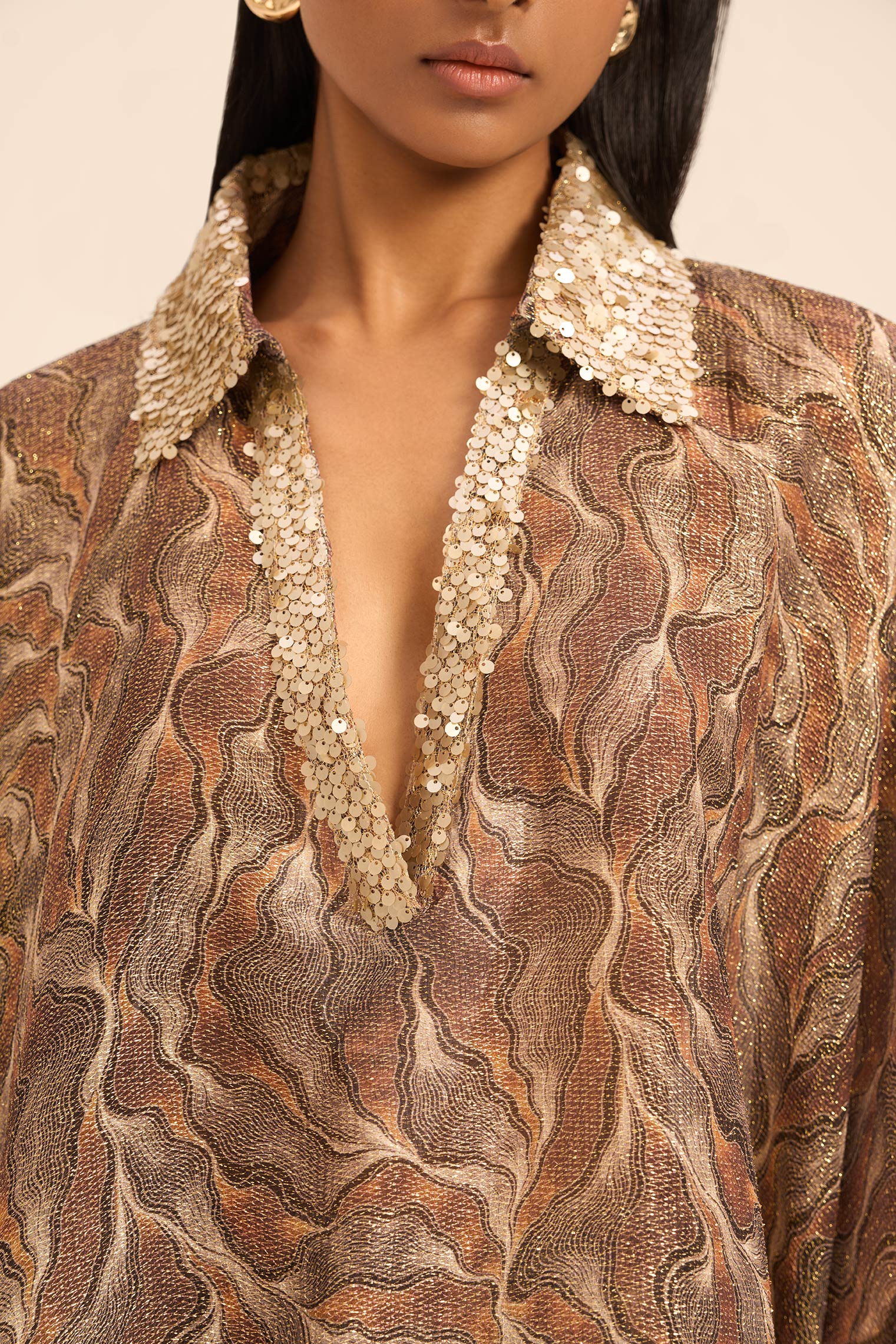 Woman OLIVIA SILK SHIRT AND PANTS SET OFF WHITE GOLD 2003061 | Sana Osmani