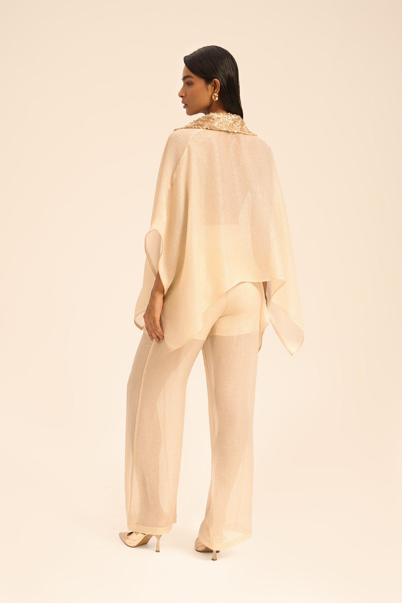 Woman OLIVIA SILK SHIRT AND PANTS SET OFF WHITE GOLD 2003061 | Sana Osmani