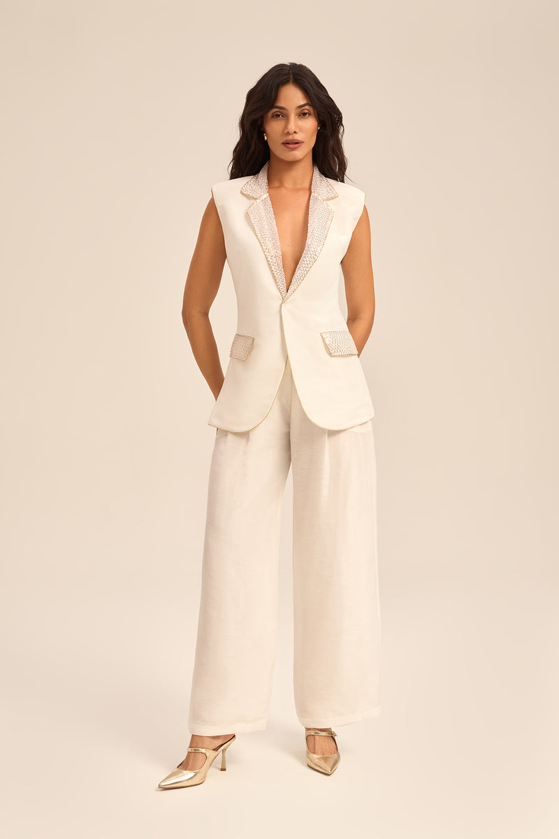 ORCHIDEA LINSILK BLAZER AND PANTS SET