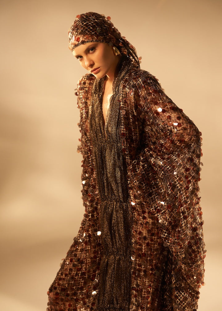 Woman ORIELLE SEQUIN V NECKLINE KAFTAN Leopez 2002863 | Sana Osmani