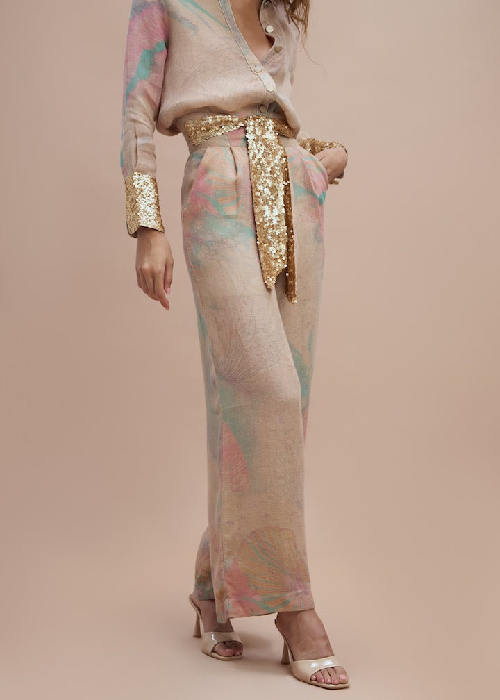 Woman Ozei Wide Leg Pants PrintedGold 2001782 | Sana Osmani