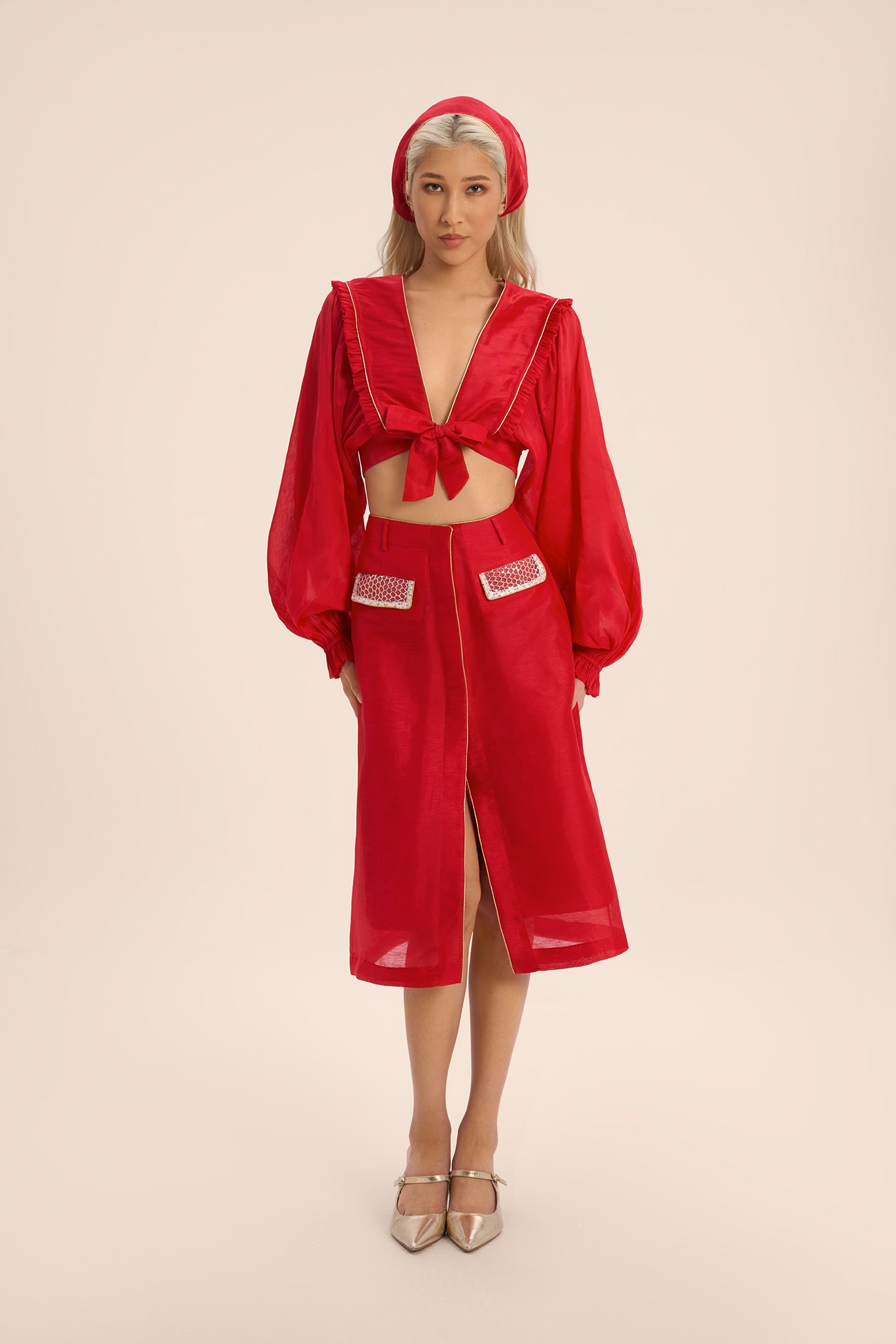 Woman مجموعة قميص وتنورة من الحرير اللامع متعدد الألوان 2002913 | Sana Osmani