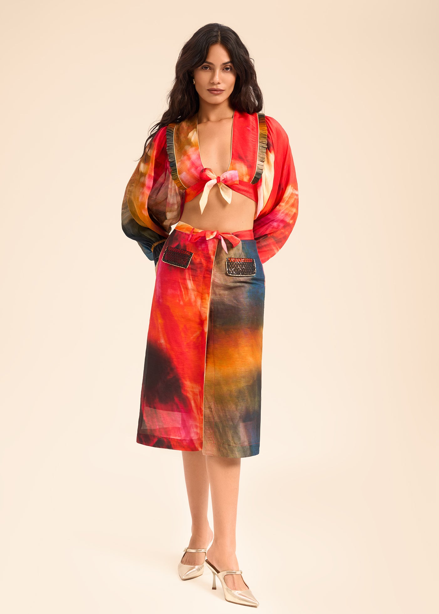 Woman PEONEY LINSILK SKIRT Multi color 2002913 | Sana Osmani