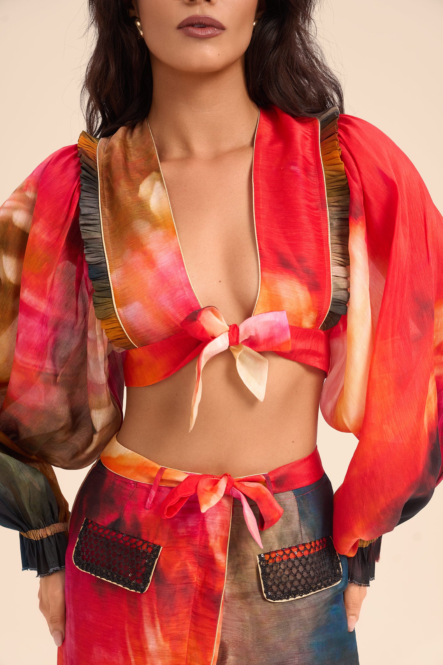 Woman مجموعة قميص وتنورة من الحرير اللامع متعدد الألوان 2002913 | Sana Osmani