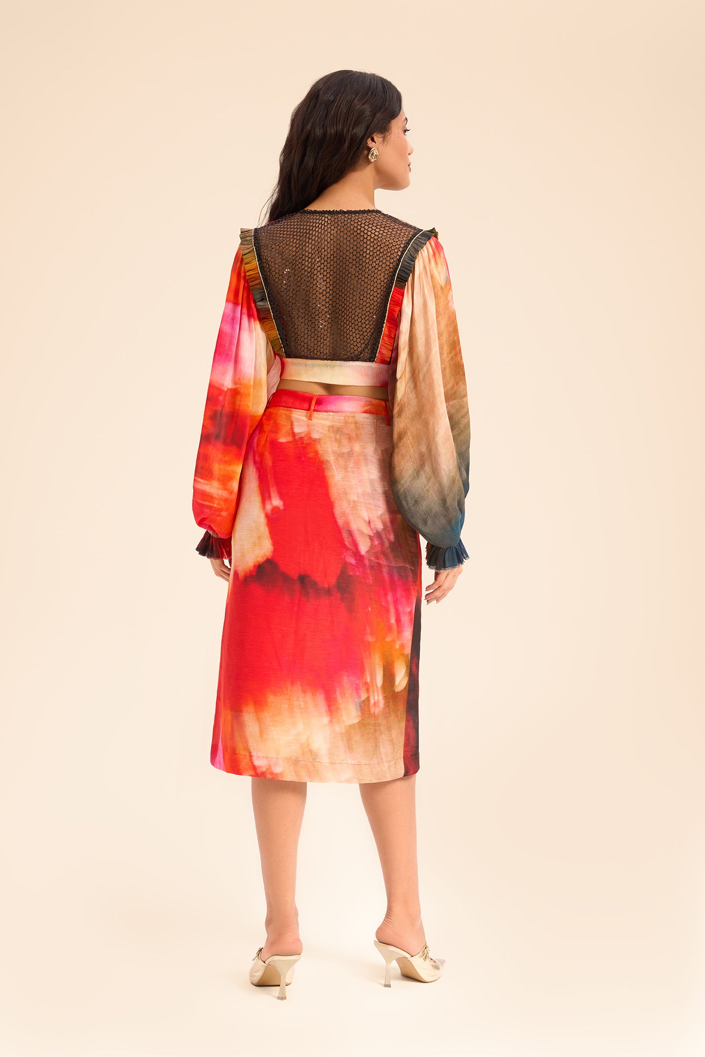 Woman مجموعة قميص وتنورة من الحرير اللامع متعدد الألوان 2002913 | Sana Osmani