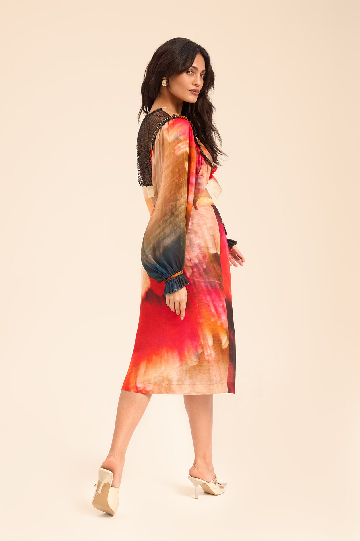 Woman مجموعة قميص وتنورة من الحرير اللامع متعدد الألوان 2002913 | Sana Osmani