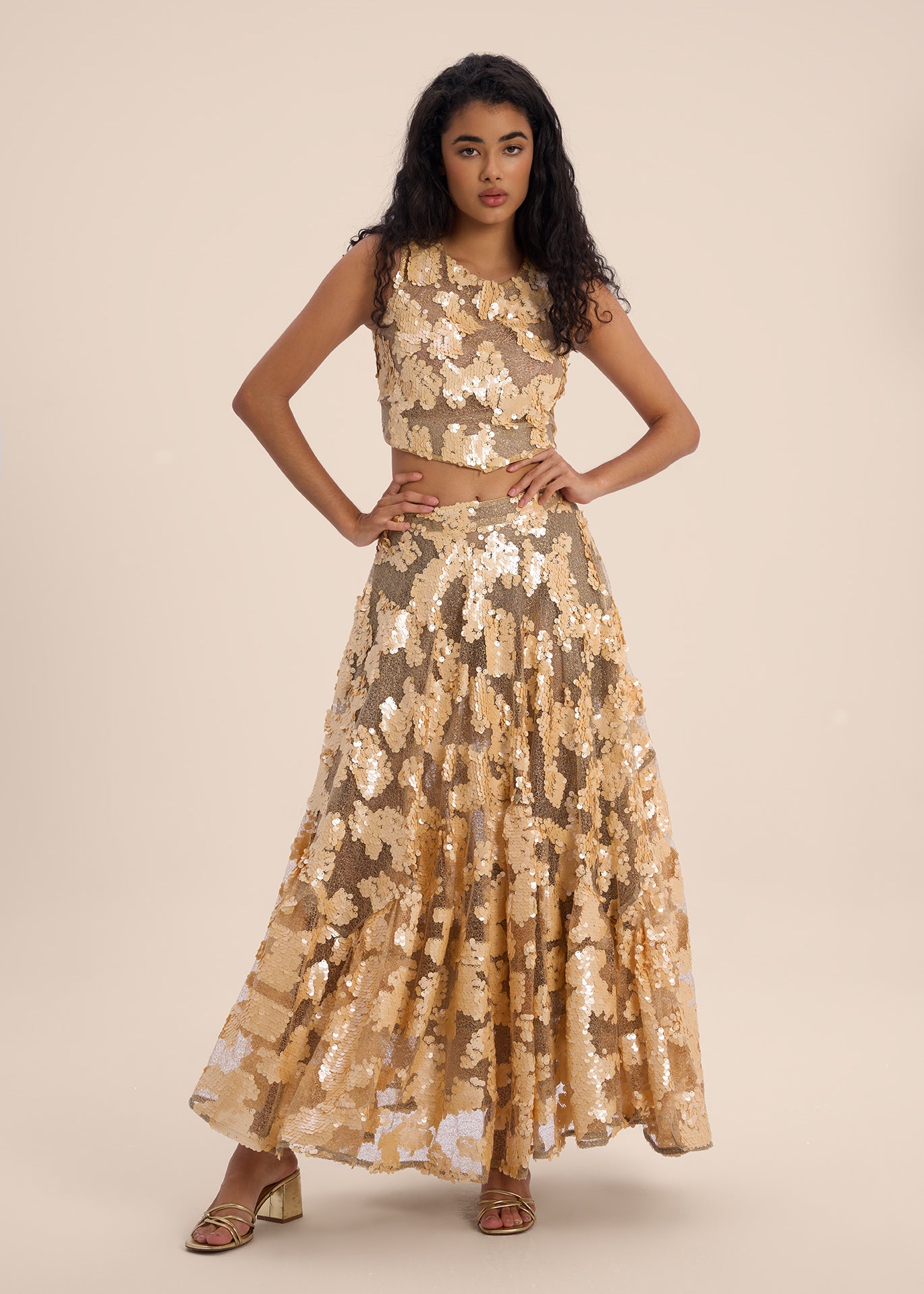 Woman ROSELLE LONG LENGHT SEQUIN SKIRT Multiprint 2002757 | Sana Osmani