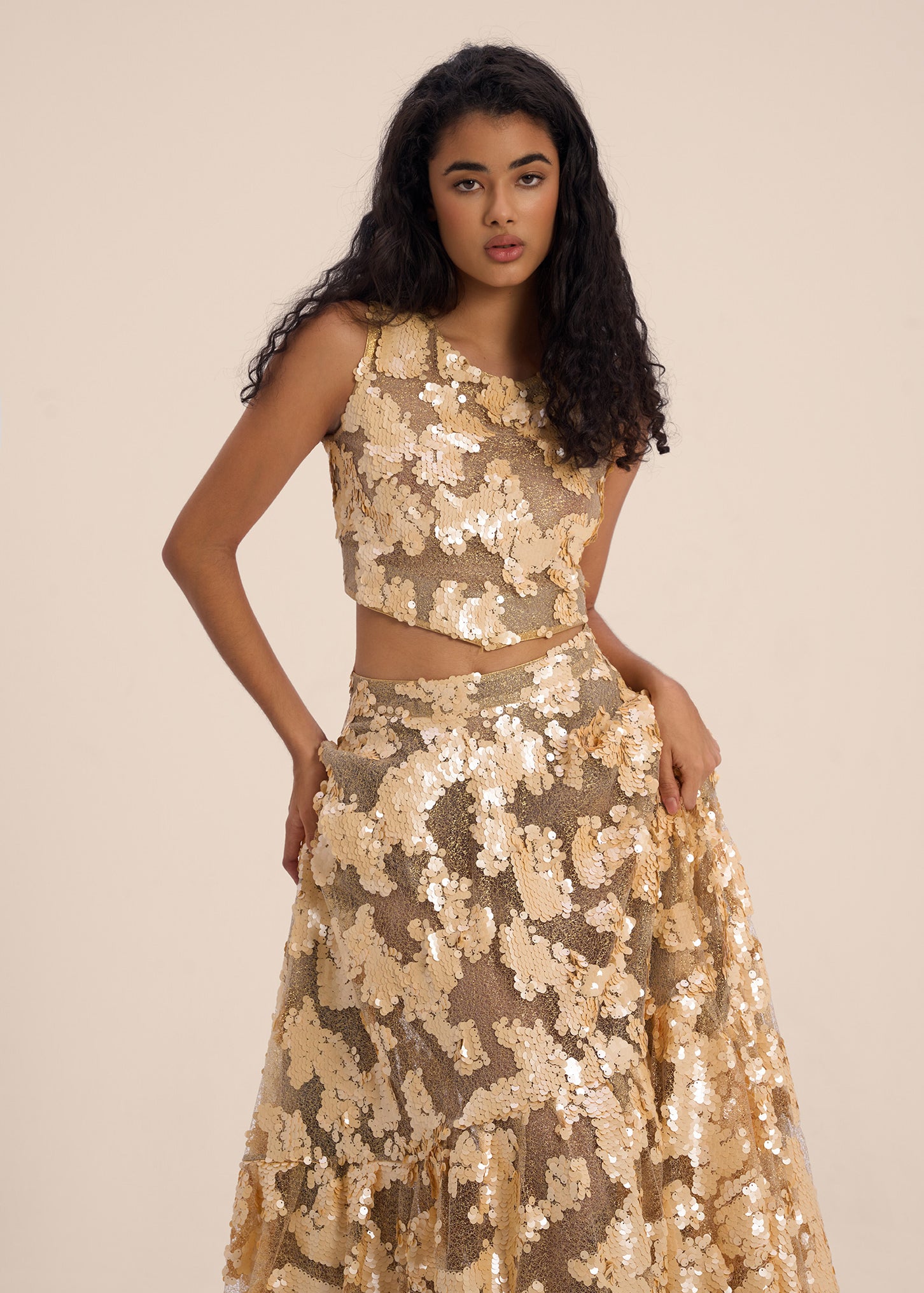 Woman ROSELLE SLEEVELESS SEQUIN TOP Multiprint 2002751 | Sana Osmani