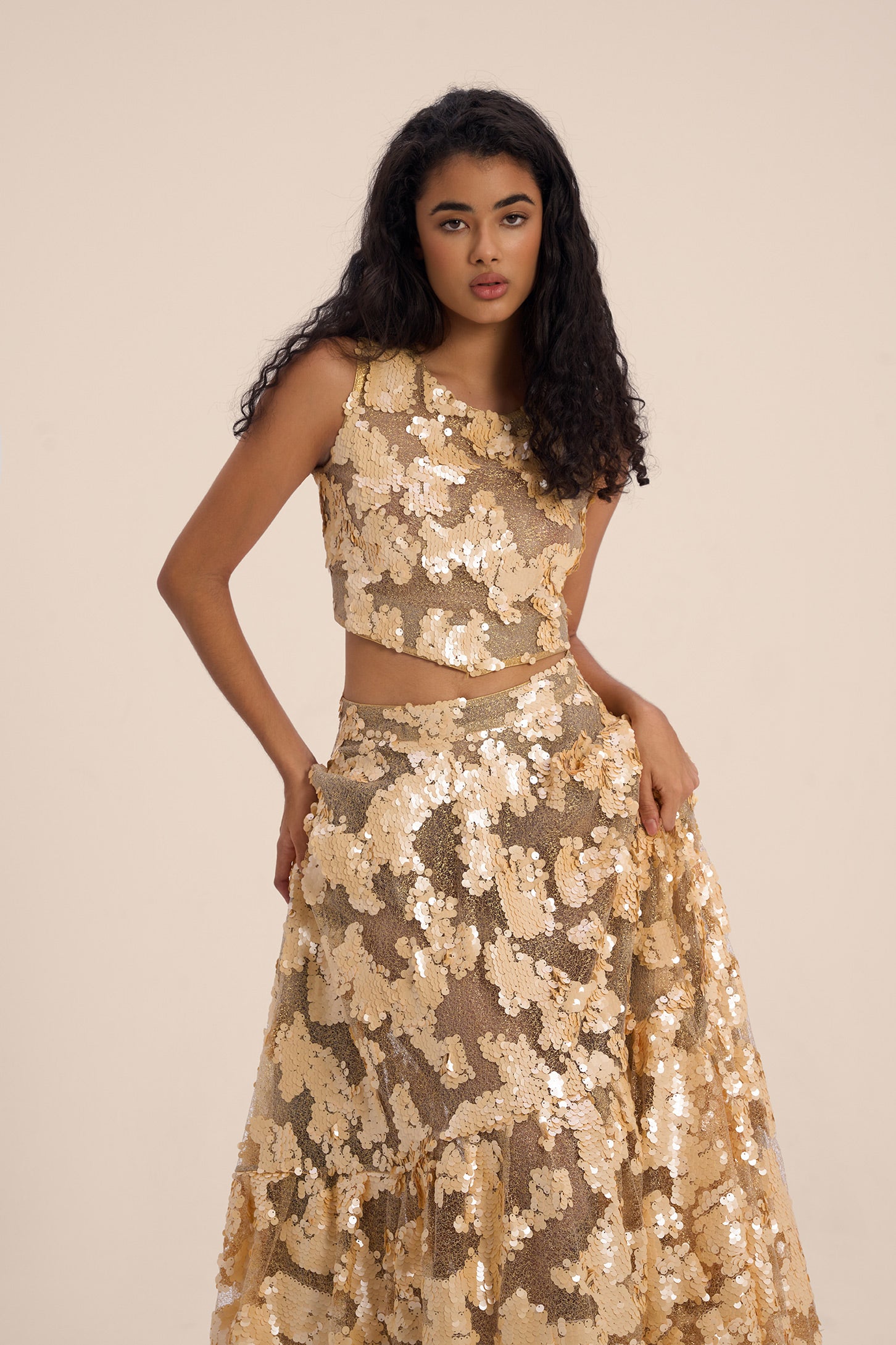 Woman مجموعة بلوزة وتنورة من روزيل سيتين متعددة الطباعة 2002751 | Sana Osmani