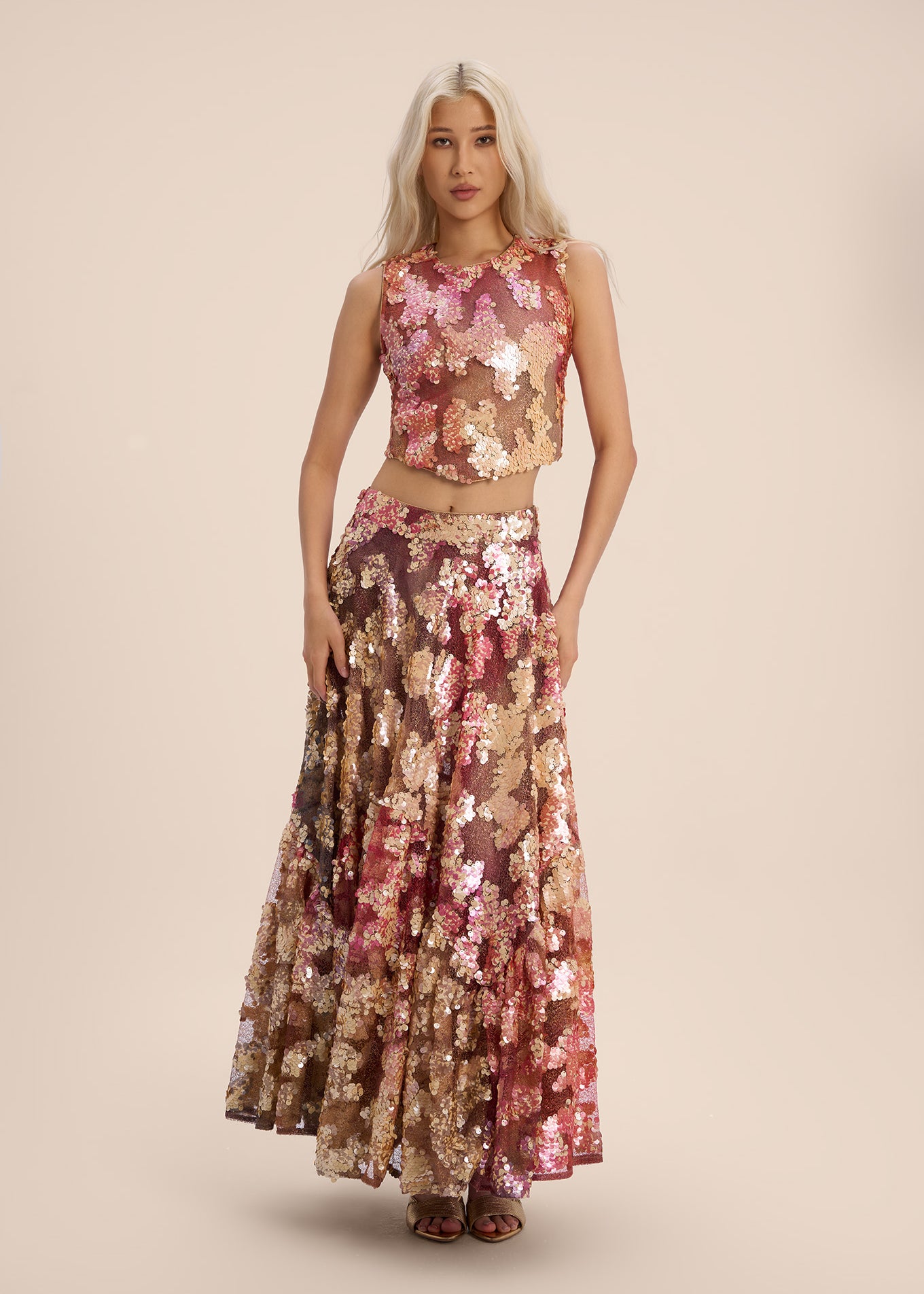 Woman ROSELLE LONG LENGHT SEQUIN SKIRT Multiprint 2002757 | Sana Osmani