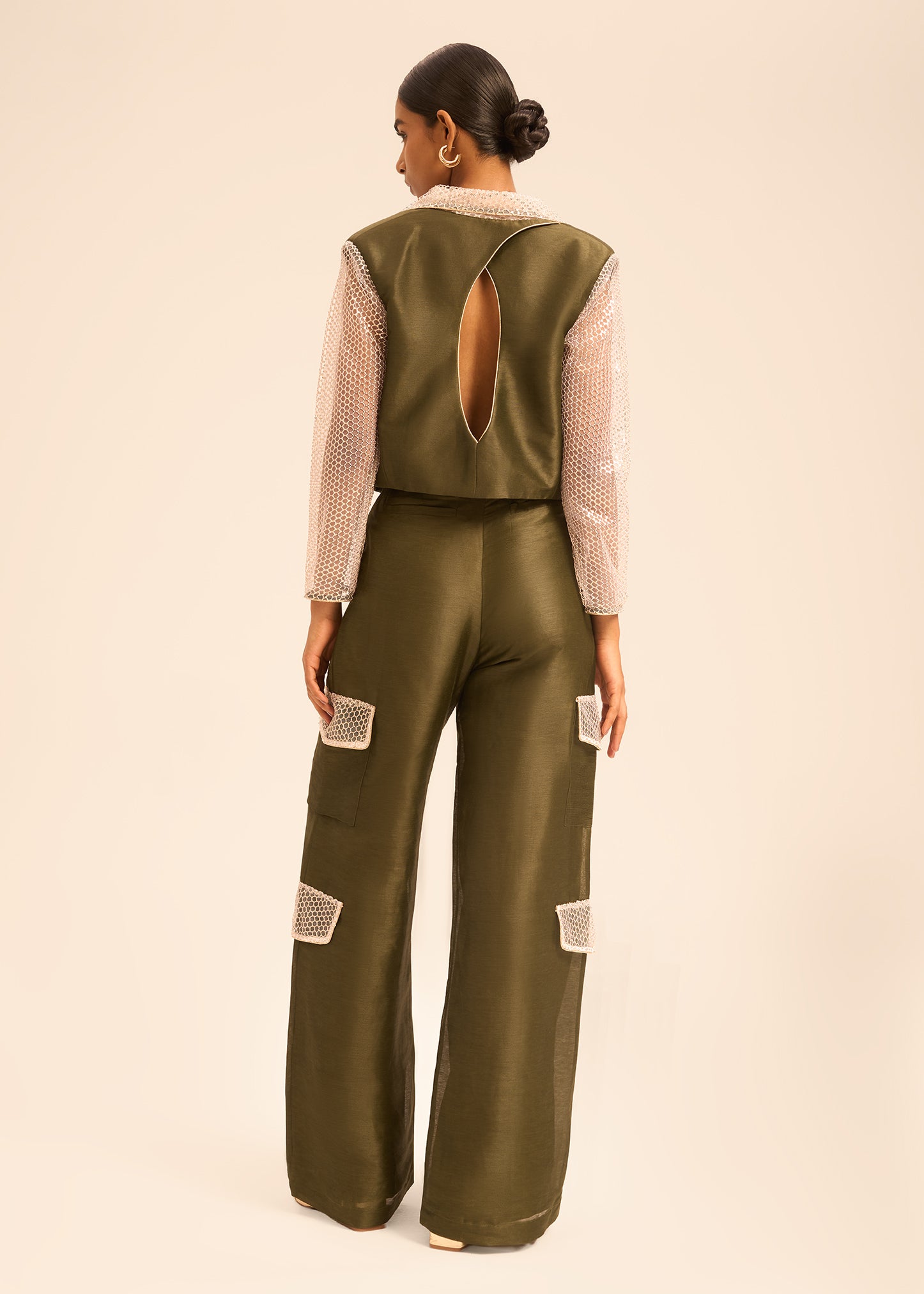 Woman RENEE LINSILK SHIRT AND PANTS SET Khaki Gold 2003238 | Sana Osmani