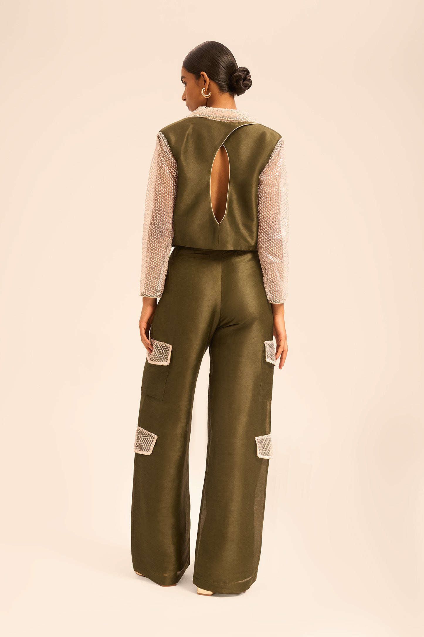 Woman RENEE LINSILK SHIRT AND PANTS SET Khaki Gold 2003238 | Sana Osmani