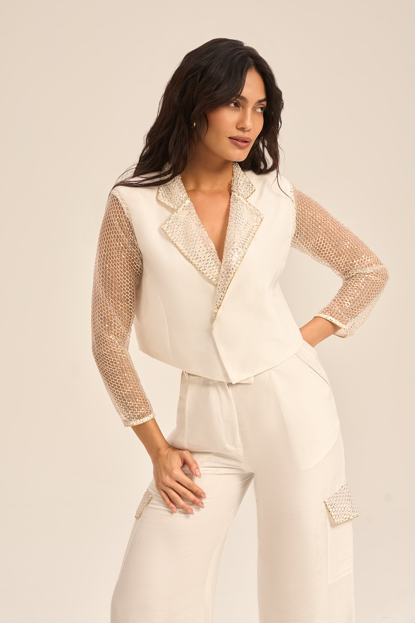 Woman RENEE LINSILK SHIRT AND PANTS SET Khaki Gold 2003238 | Sana Osmani