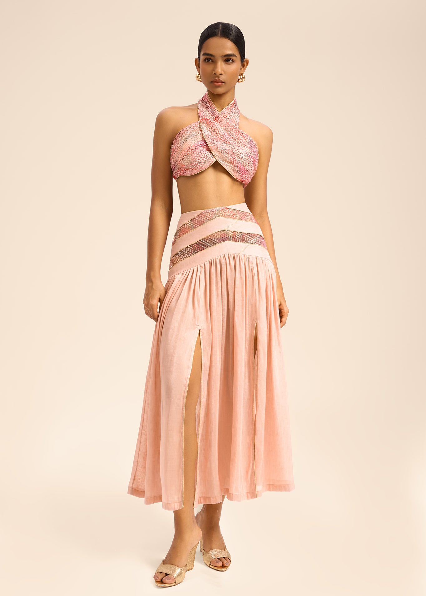 Woman ROSALINE CROP TOP AND LONG SKIRT LINSILK SET Dalma White 2002830 | Sana Osmani