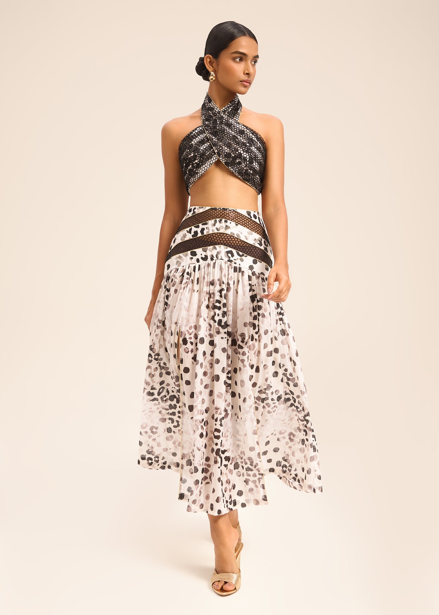 Woman ROSALINE CROP TOP AND LONG SKIRT LINSILK SET Dalma White 2002830 | Sana Osmani