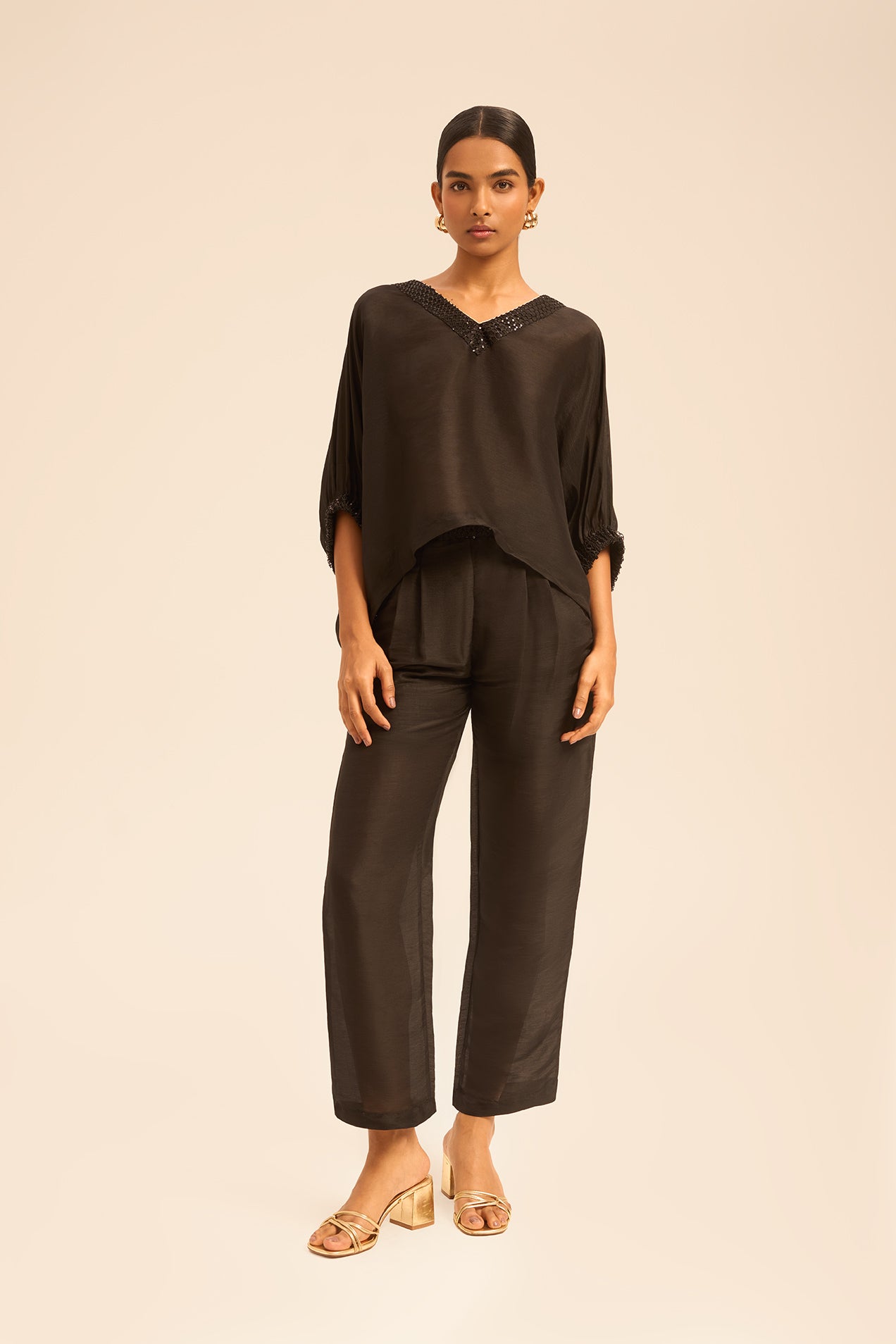 Woman مجموعة بليزر وسروال أوركيديا لينسيلك أسود 2002839 | Sana Osmani