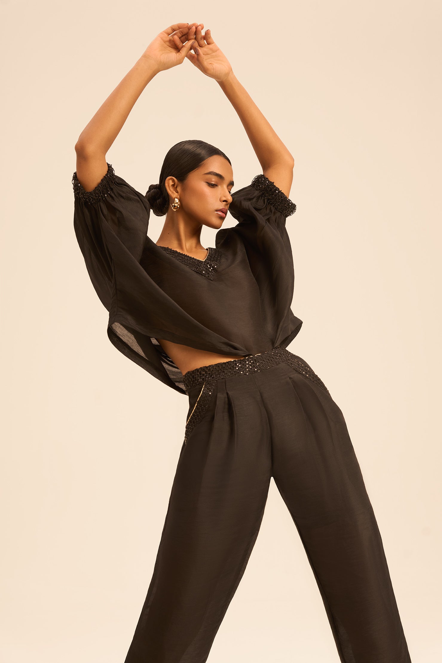 Woman مجموعة بليزر وسروال أوركيديا لينسيلك أسود 2002839 | Sana Osmani