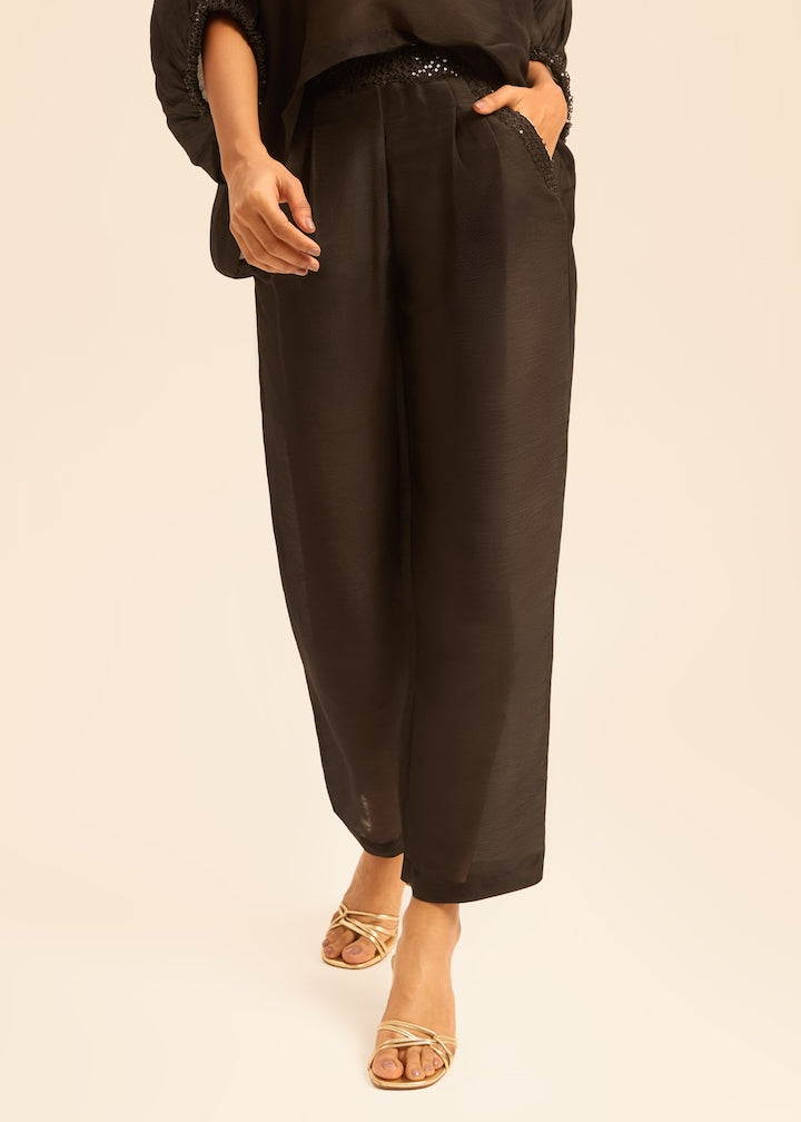 Woman ROSEY LINSILK PANTS Black 2002851 | Sana Osmani