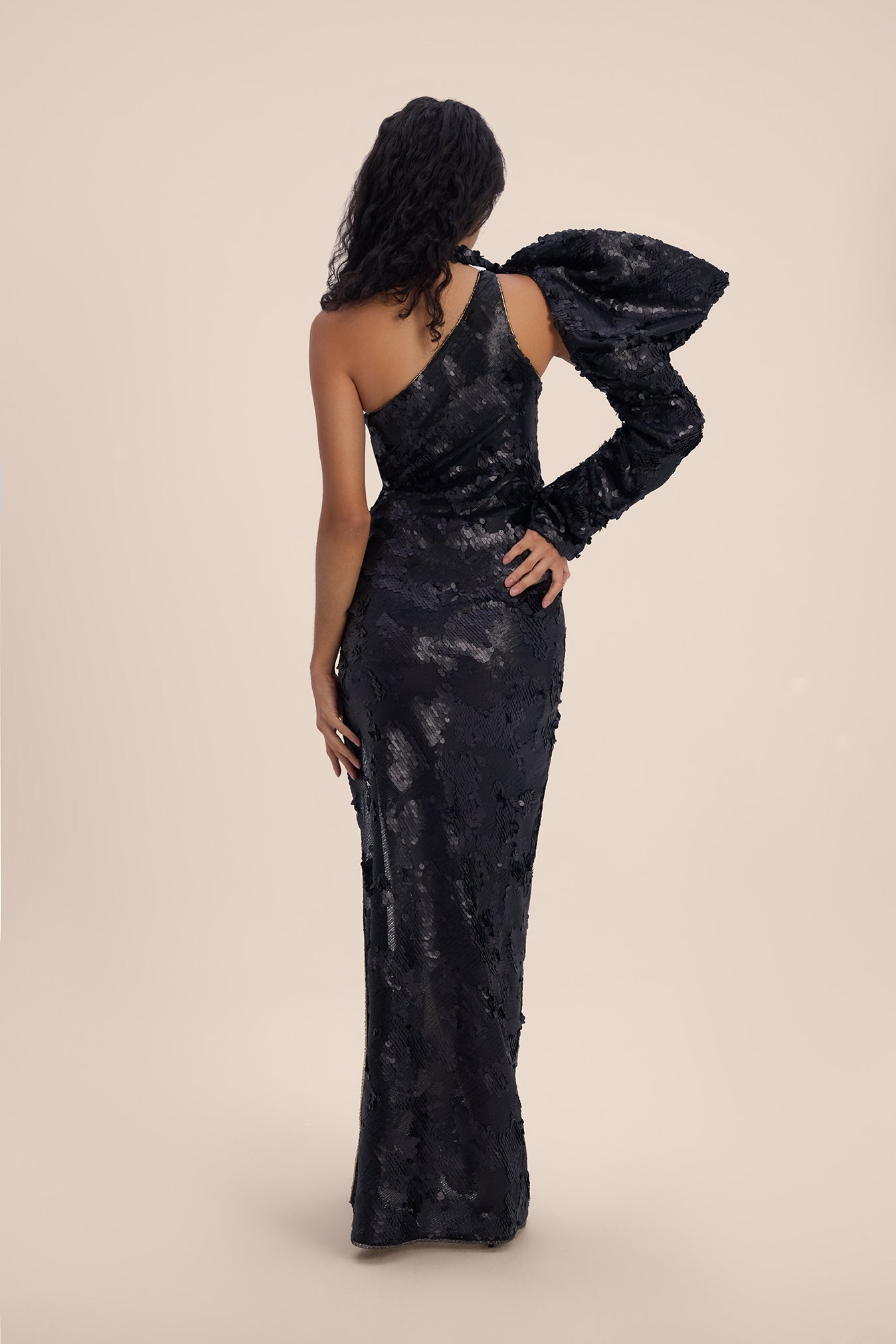 Woman SOLIA LONG LENGTH SEQUIN DRESS Black 2002617 | Sana Osmani