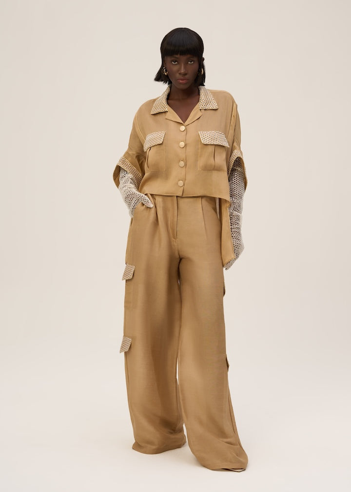 Woman SAGE TOP AND PANTS SET Caramel Gold 2002361 | Sana Osmani