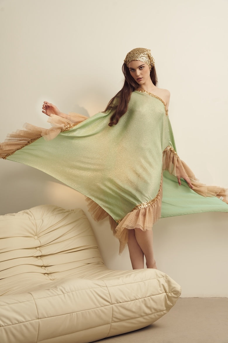 Woman Mirma Kaftan Dress Aqua Gold 2001089 | Sana Osmani