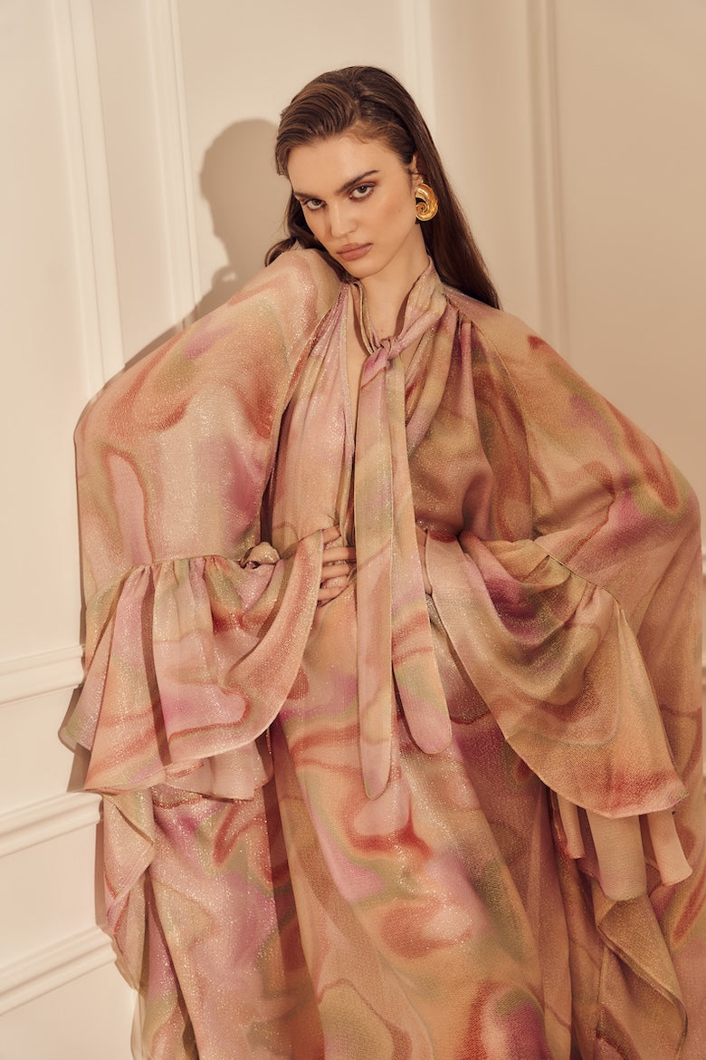 Woman Mirma Kaftan Dress Aqua Gold 2001089 | Sana Osmani