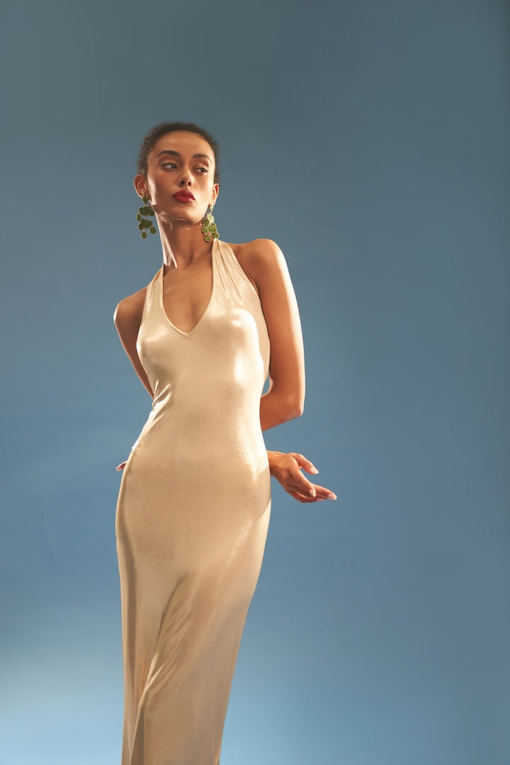 Woman Illisa Long Slip Dress OFF WHITE GOLD 2001970 | Sana Osmani