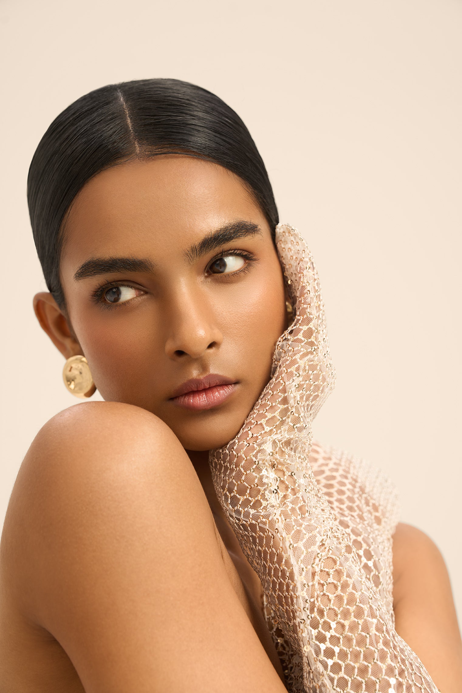 Woman SIRA FISHNET GLOVES White Gold 2002870 | Sana Osmani