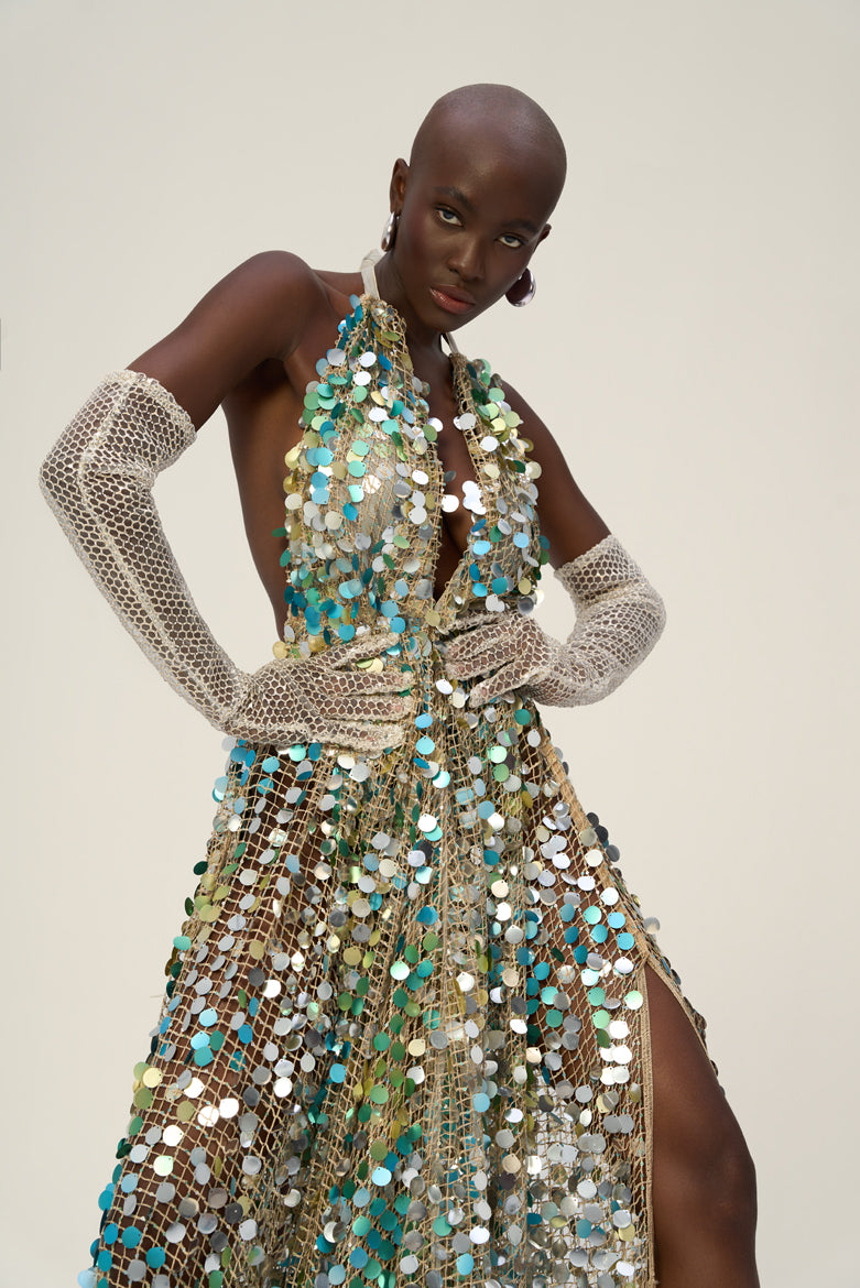 Woman SIRA FISHNET GLOVES White Gold 2002870 | Sana Osmani