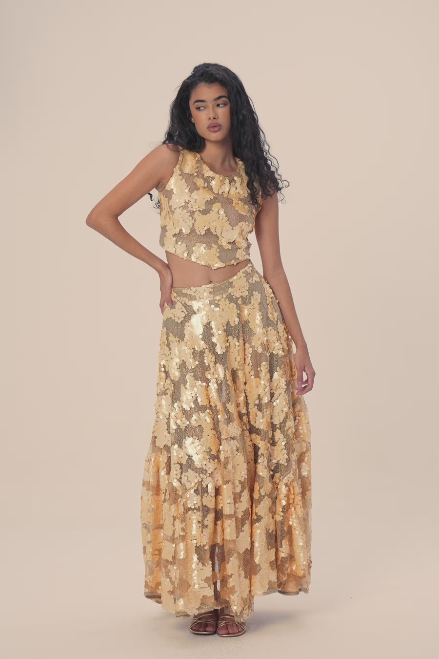 Woman مجموعة بلوزة وتنورة من روزيل سيتين متعددة الطباعة 2002751 | Sana Osmani