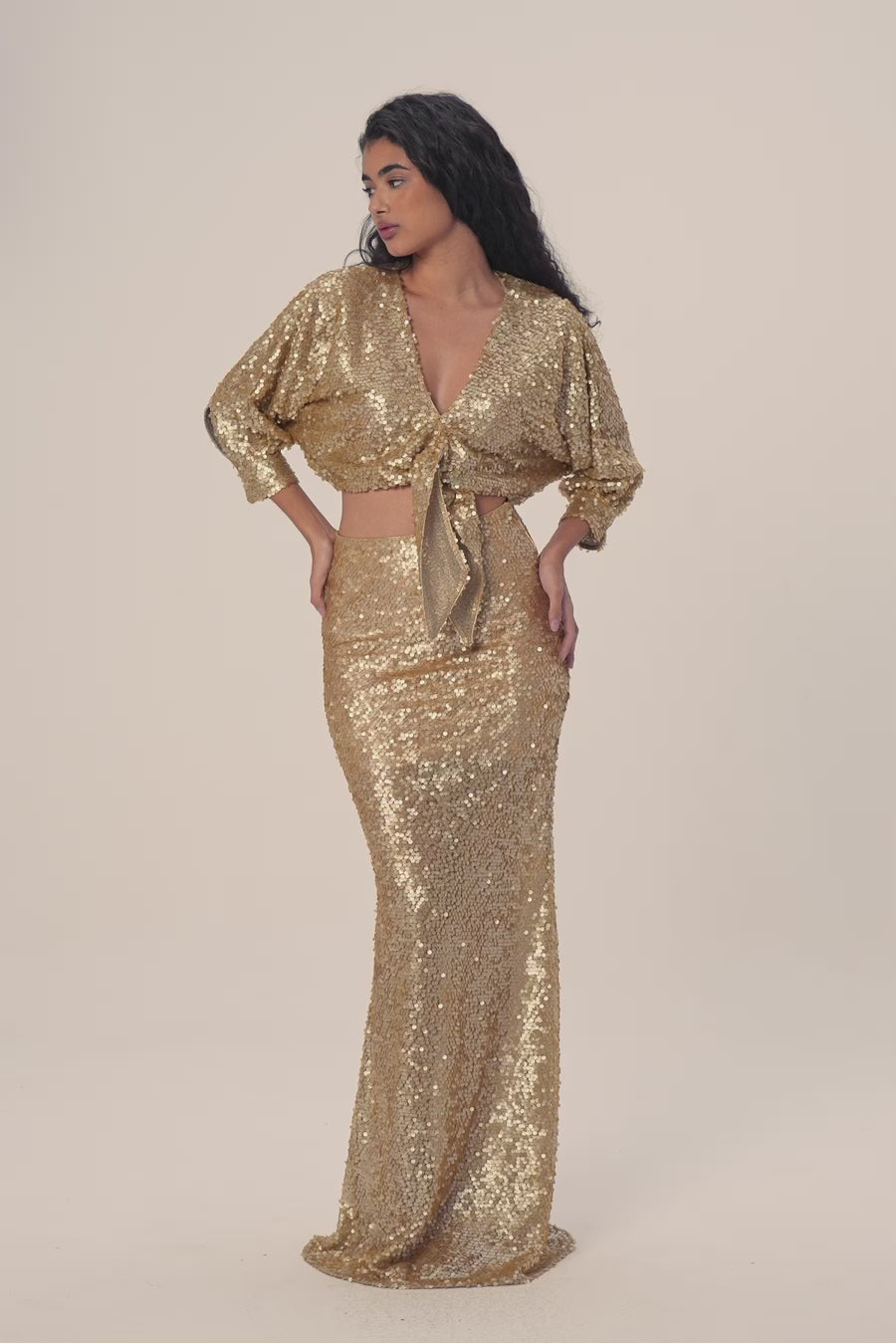 Woman LUSTRE SEQUIN SKIRT Gold 2002745 | Sana Osmani