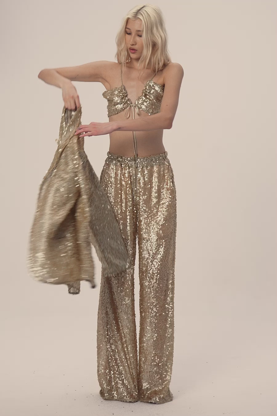 Woman ADELINE SEQUIN BRA TOP Rich Gold 2002623 | Sana Osmani