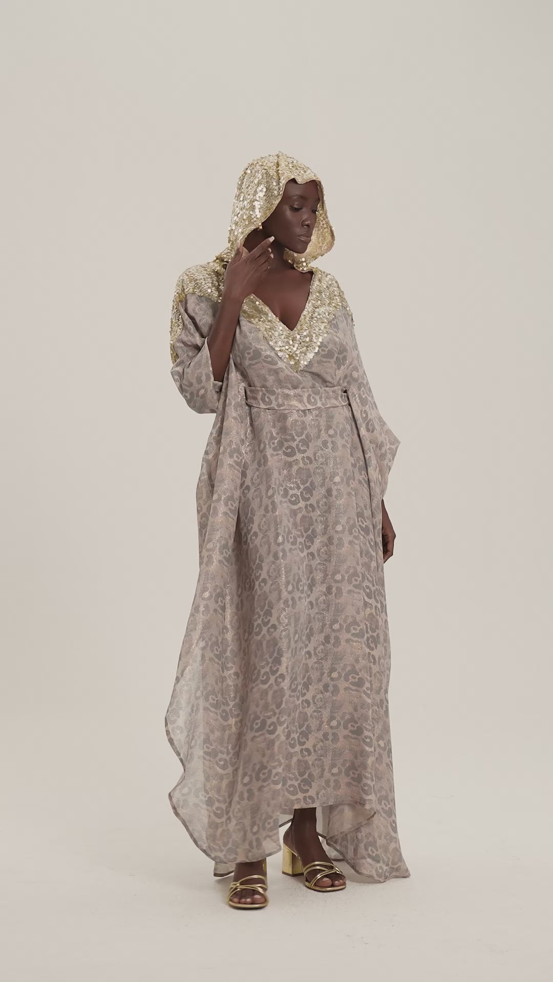 Woman ARTEMIS SILK KAFTAN DRESS OFF WHITE GOLD 2002145 | Sana Osmani