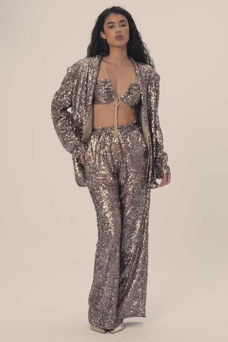 Woman ADELINE SEQUIN BRA TOP Rich Gold 2002623 | Sana Osmani