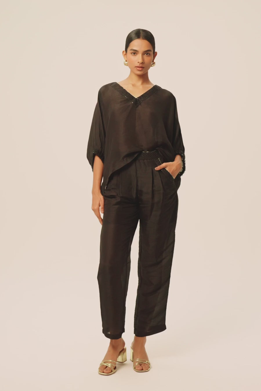 Woman مجموعة بليزر وسروال أوركيديا لينسيلك أسود 2002839 | Sana Osmani