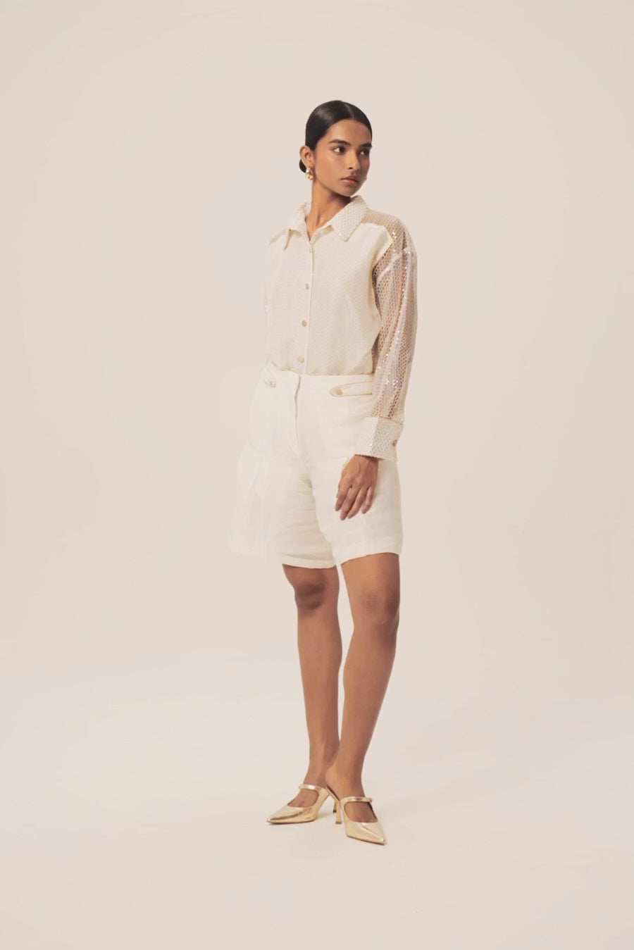 Woman ALBA LINSILK BERMUDA Vanilla 2003334 | Sana Osmani