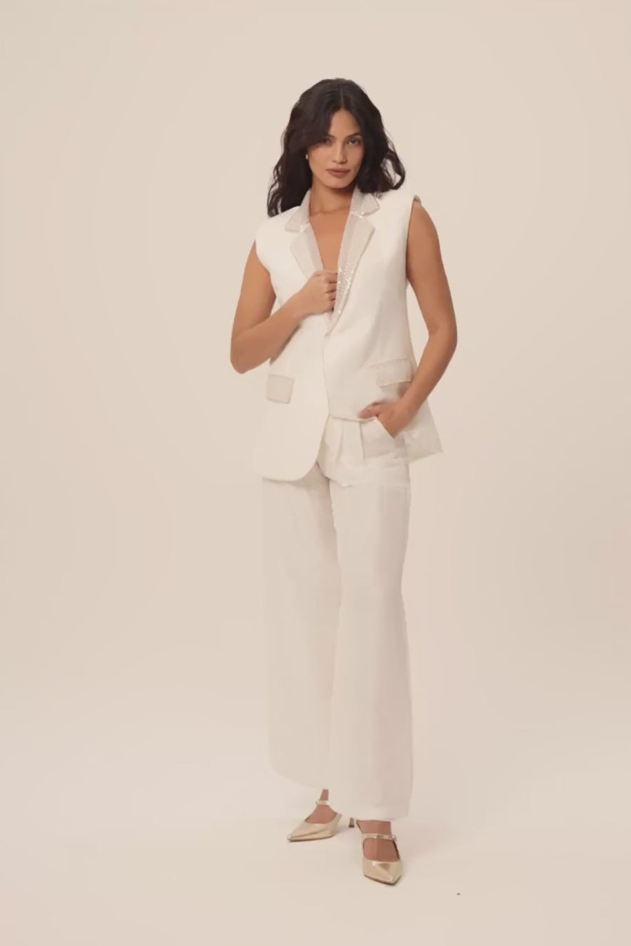 Woman مجموعة بليزر وسروال أوركيديا لينسيلك الفانيليا 2003220 | Sana Osmani