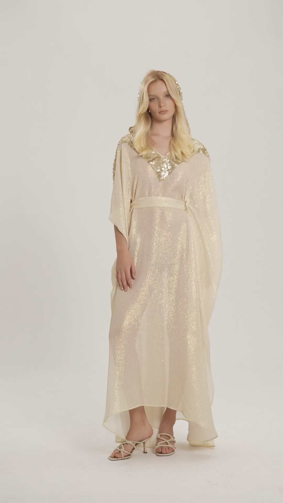 Woman ARTEMIS SILK KAFTAN DRESS OFF WHITE GOLD 2002145 | Sana Osmani