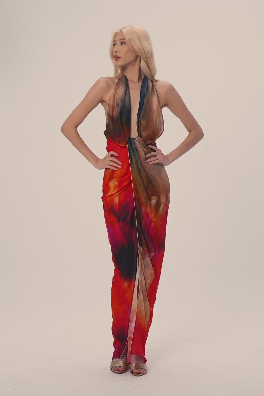 Woman ATHENA LINSILK DRES Khaki Gold 2003190 | Sana Osmani