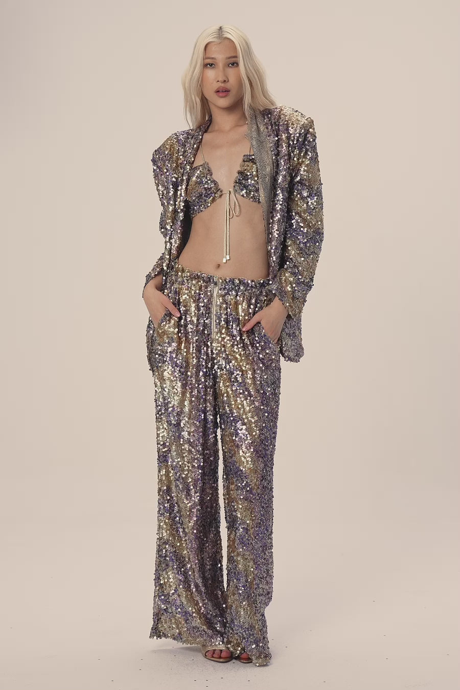 Woman ADELINE SEQUIN BRA TOP Rich Gold 2002623 | Sana Osmani