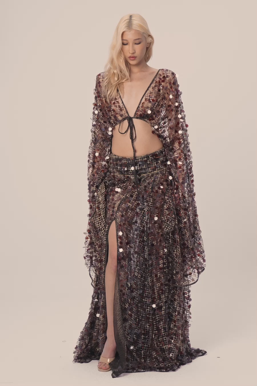 Woman KATRINA TIE-UP FRONT SEQUIN TOP Leopez 2002525 | Sana Osmani