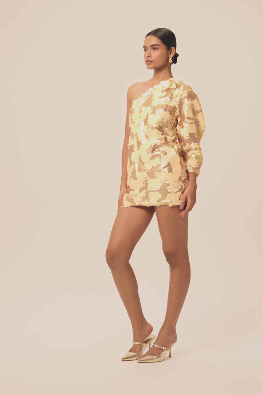 Woman NOCHI ONE SHOULDER SEQUIN MINI DRESS Sunlit Gold 2002542 | Sana Osmani