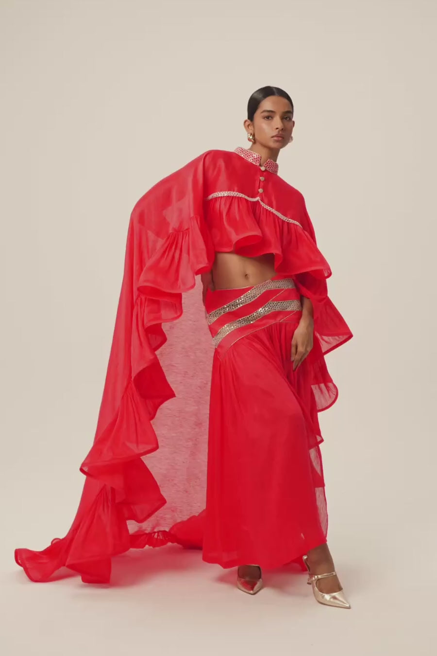 Woman BIJOU LINSILK CAPE Black 2003023 | Sana Osmani