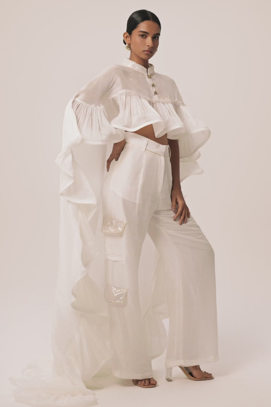 Woman BIJOU LINSILK CAPE Black 2003023 | Sana Osmani