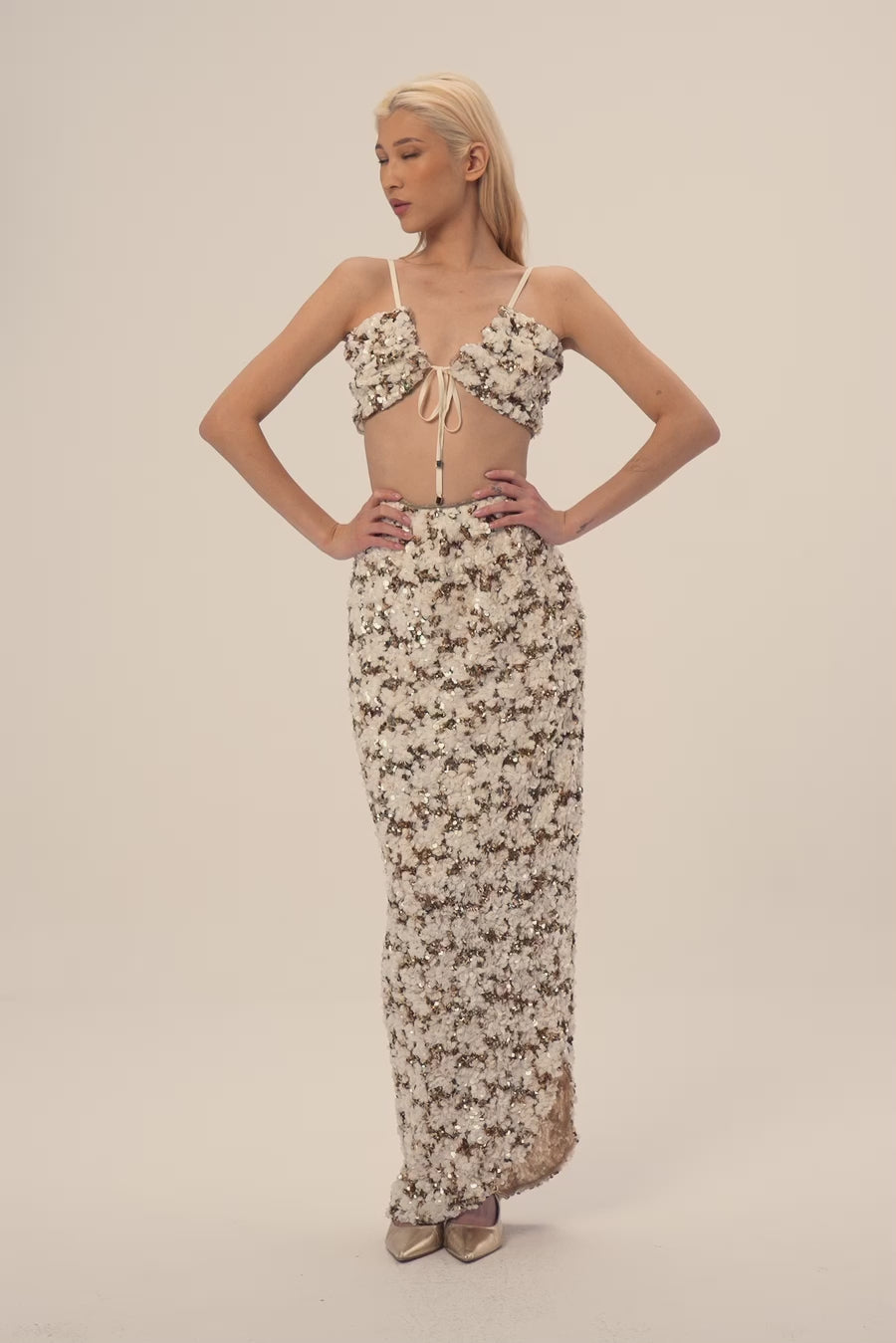 Woman MOONLIGHT TOP AND SKIRT SET Pearly 2002214 | Sana Osmani